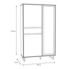 Nikomedes Display Cabinet in Spica Oak/Matt Black/Bartex Oak