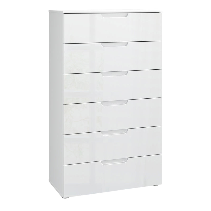 Sienna Chest of 6 Drawers in White/White High Gloss