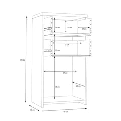Best Chest Storage Cabinet 2 Drawers 1 Door in Concrete Optic Dark Grey/Old - Wood Vintage
