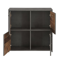 Best Chest Storage Cabinet with 4 Doors in Concrete Optic Dark Grey/Old - Wood Vintage