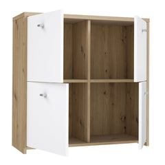 Best Chest Storage Cabinet with 4 Doors in Artisan Oak/White
