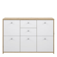 Best Chest Storage Cabinet with 2 Drawers and 5 Doors in Artisan Oak/White