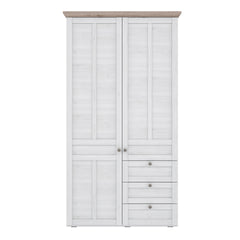 Iloppa 2 Door Wardrobe in Snowy Oak/Oak Nelson