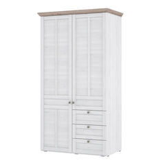 Iloppa 2 Door Wardrobe in Snowy Oak/Oak Nelson