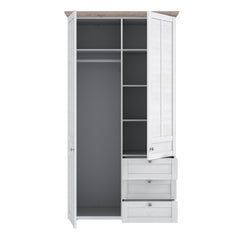 Iloppa 2 Door Wardrobe in Snowy Oak/Oak Nelson