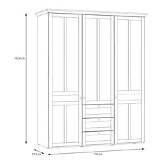 Iloppa 3 Door Wardrobe in Snowy Oak/Oak Nelson