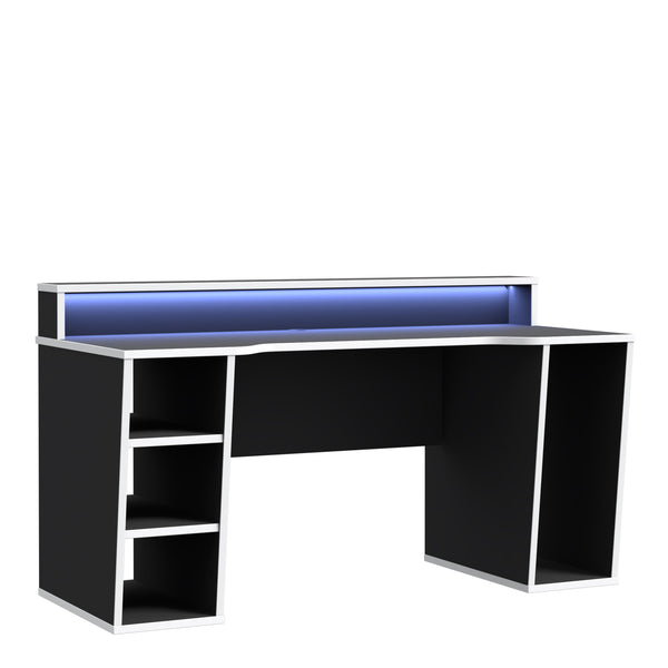 Tezaur Gaming Desk with LED in Black/White