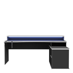 Tezaur Gaming Desk with LED in Black/White
