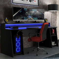 Tezaur Gaming Desk with Blue LED in Matt Black