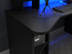 Tezaur Gaming Desk with LED in Matt Black