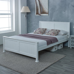 Madrid Solid White Wooden Bed Frame