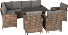 Aspen Corner Garden Furniture Set Brown Rattan/Grey Fabric