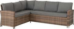 Aspen Corner Garden Furniture Set Brown Rattan/Grey Fabric