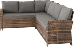 Aspen Corner Garden Furniture Set Brown Rattan/Grey Fabric