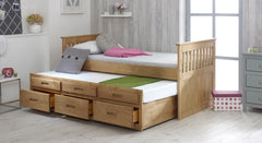 Captains Underbed Storage Pine Wooden Guest Bed Frame - 3ft Single