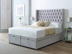 Belgravia Winged Beck Upholstered Headboard Divan Ottoman Storage Bed Frame