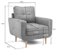 Aurora 2-Seater 3-Seater Sofa and Armchair Grey