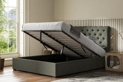 Premium Fabric Ottoman Storage Bed Frame End Lift