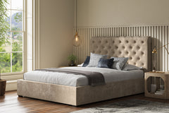 Premium Fabric Ottoman Storage Bed Frame End Lift