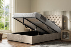 Premium Fabric Ottoman Storage Bed Frame End Lift