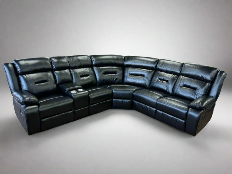 Poppy Manual Recliner Leather Sofa Large Corner
