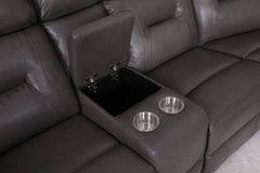 Poppy Manual Recliner Leather Sofa Large Corner