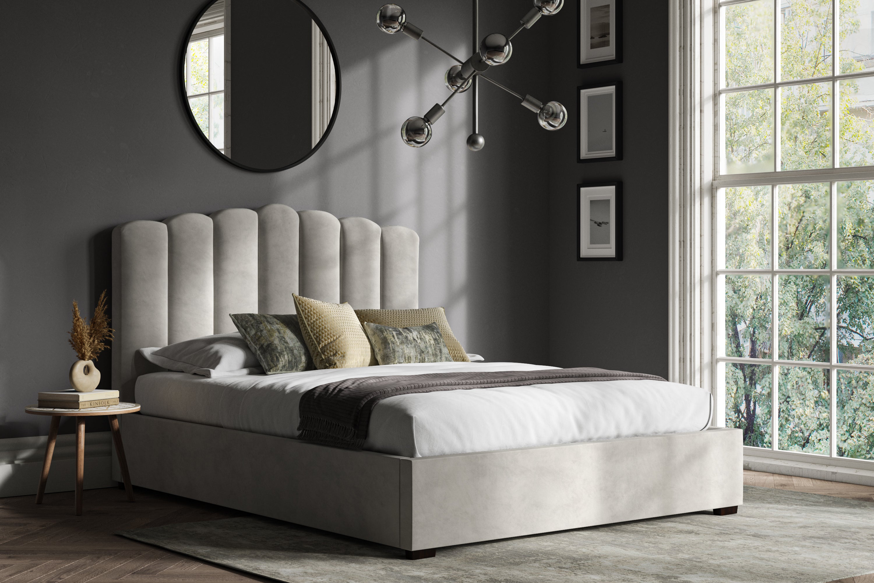 Broadg Fabric Ottoman Storage Bed Frame End Lift Grey Velvet