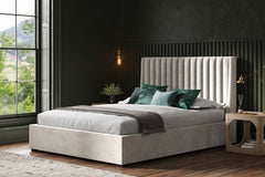 Dwelling Fabric Ottoman Storage Bed Frame End Lift Grey Velvet