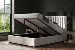 Dwelling Fabric Ottoman Storage Bed Frame End Lift Grey Velvet