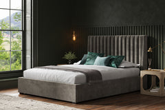 Dwelling Fabric Ottoman Storage Bed Frame End Lift Grey Velvet