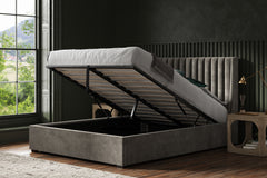 Dwelling Fabric Ottoman Storage Bed Frame End Lift Grey Velvet