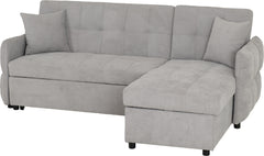 Chelsea Corner Sofa Bed Silver Grey Fabric
