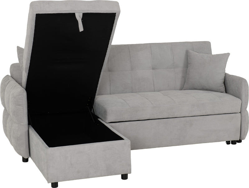 Chelsea Corner Sofa Bed Silver Grey Fabric