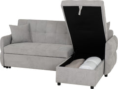 Chelsea Corner Sofa Bed Silver Grey Fabric