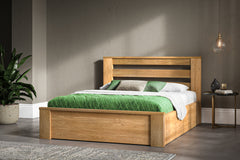 Contemporary Design Solid Oak Wood Ottoman Bed Frame