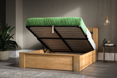 Contemporary Design Solid Oak Wood Ottoman Bed Frame