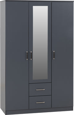 Dakota 3 Door 2 Drawer Mirrored Wardrobe
