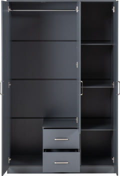 Dakota 3 Door 2 Drawer Mirrored Wardrobe