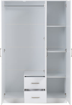 Dakota 3 Door 2 Drawer Mirrored Wardrobe