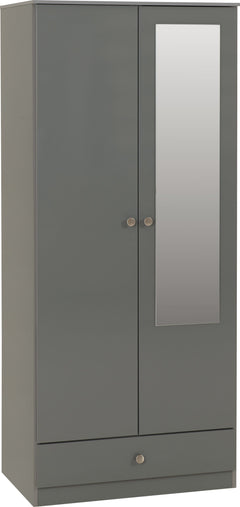 Denver 2 Door 1 Drawer Mirrored Wardrobe