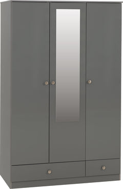 Denver 3 Door 2 Drawer Mirrored Wardrobe