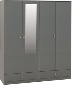 Denver 4 Door 2 Drawer Mirrored Wardrobe