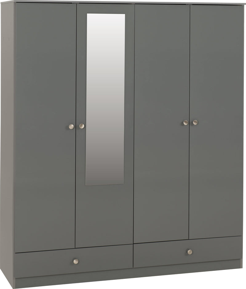 Denver 4 Door 2 Drawer Mirrored Wardrobe