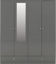 Denver 4 Door 2 Drawer Mirrored Wardrobe