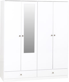 Denver 4 Door 2 Drawer Mirrored Wardrobe