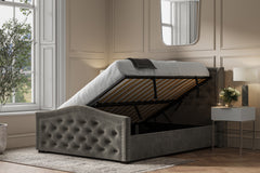 Draeg Fabric Ottoman Storage Bed Frame Side-Lift Grey Velvet