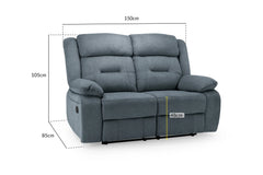Novie Grey Fabric Manual Recliner Sofa 2-Seater 3-Seater and Armchair