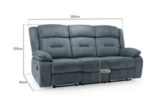 Novie Grey Fabric Manual Recliner Sofa 2-Seater 3-Seater and Armchair
