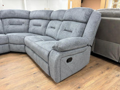 Poppy Manual Recliner Sofa Grey Fabric Large Corner