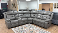 Poppy Manual Recliner Leather Sofa Large Corner
